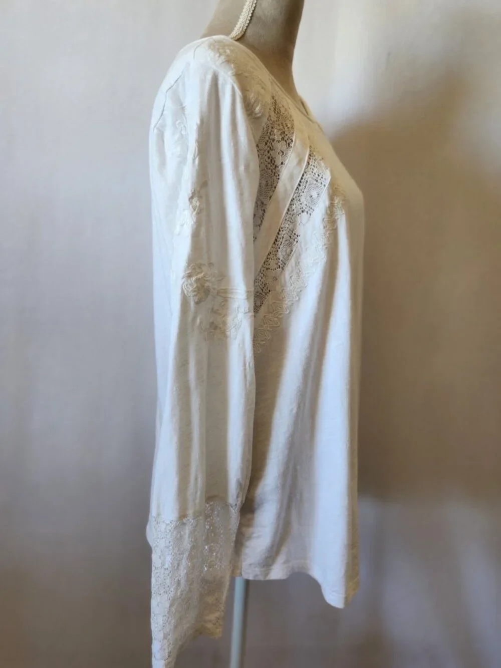 Sundance Women's Size XL White Embroidered Long Sleeve Crochet Lace Blouse Top - Picture 10 of 15